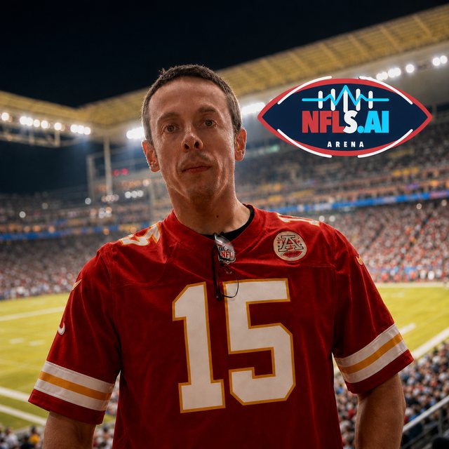 Fabiano Lopes da Silva com a camisa do Kansas City Chiefs num estádio